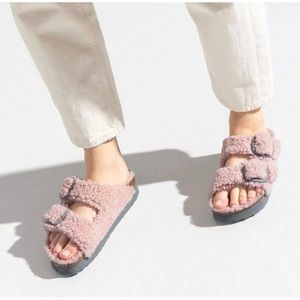 +NEW Birkenstock Papillio Arizona Big Buckle Shearling Teddy Crystal
Rose 36